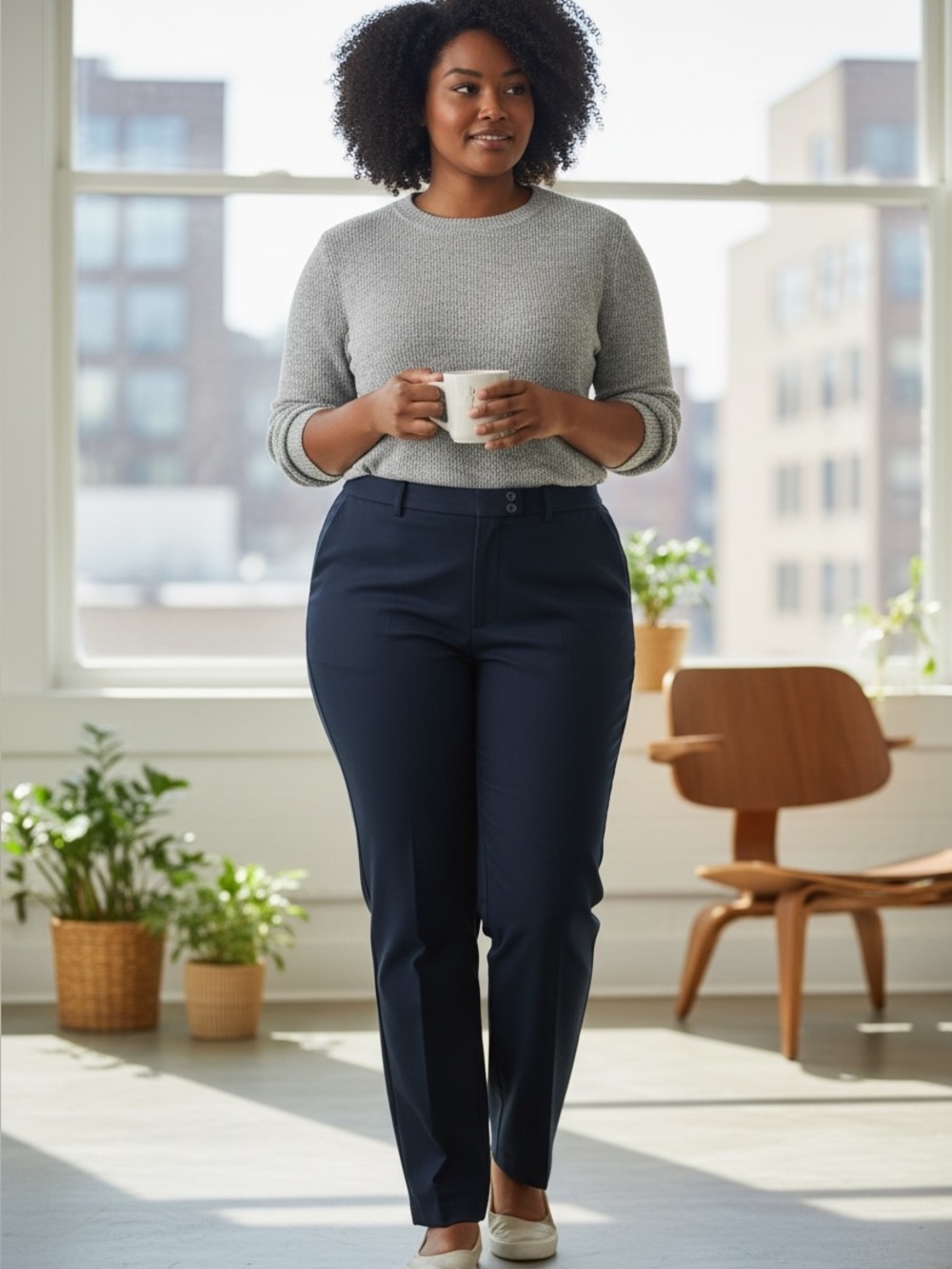 Sag Harbor Navy Straight-Leg Work Trousers